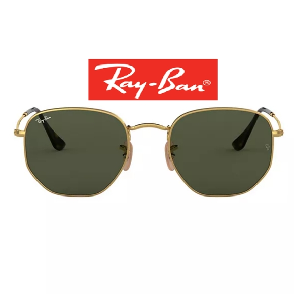 RayBan Hexagonal Green Lenses Gold Frame RB3548 Men / Women New - Picture 1 of 13